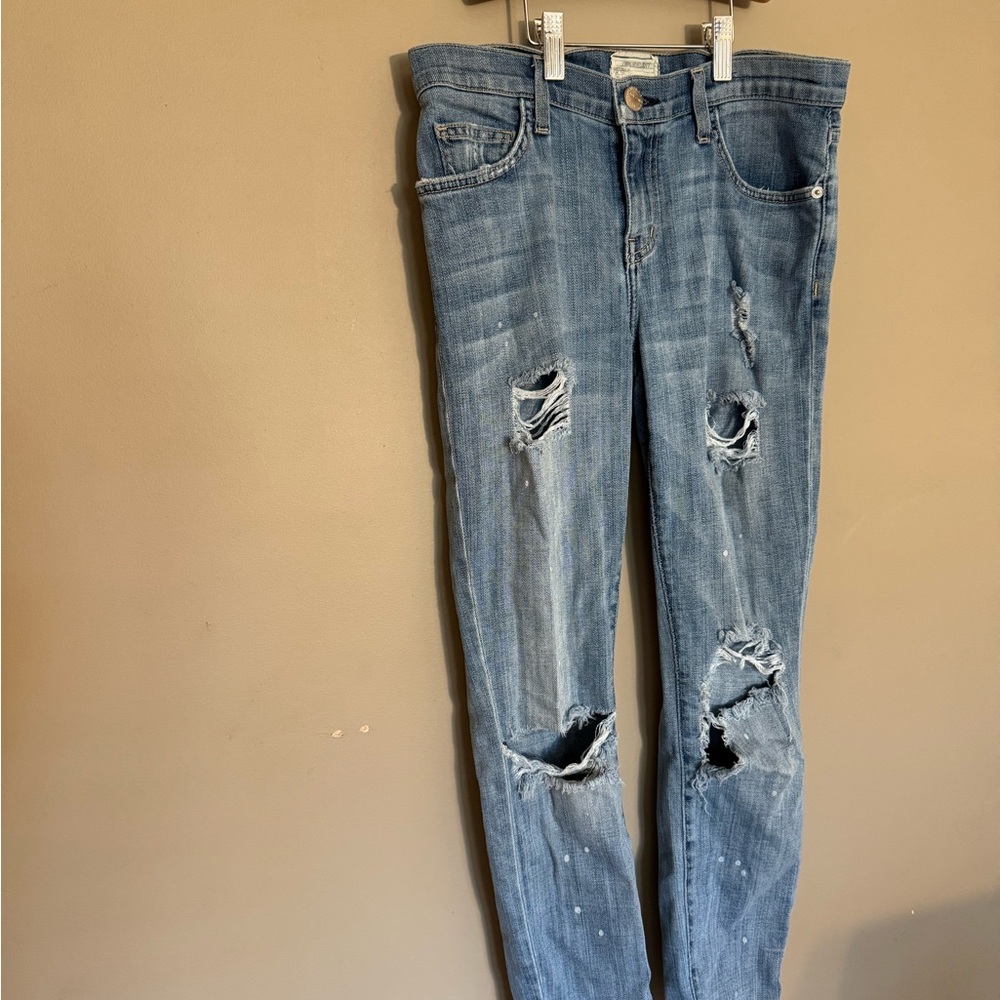 Current/Elliott Blue Skinny Distressed Jeans